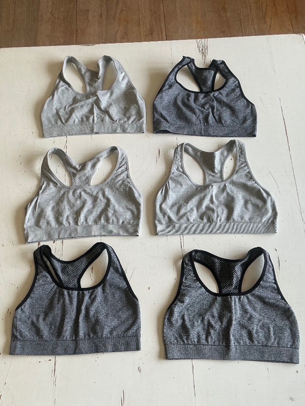 6 Justice Girls light & dark Gray Racerback Sport bras SZ 32